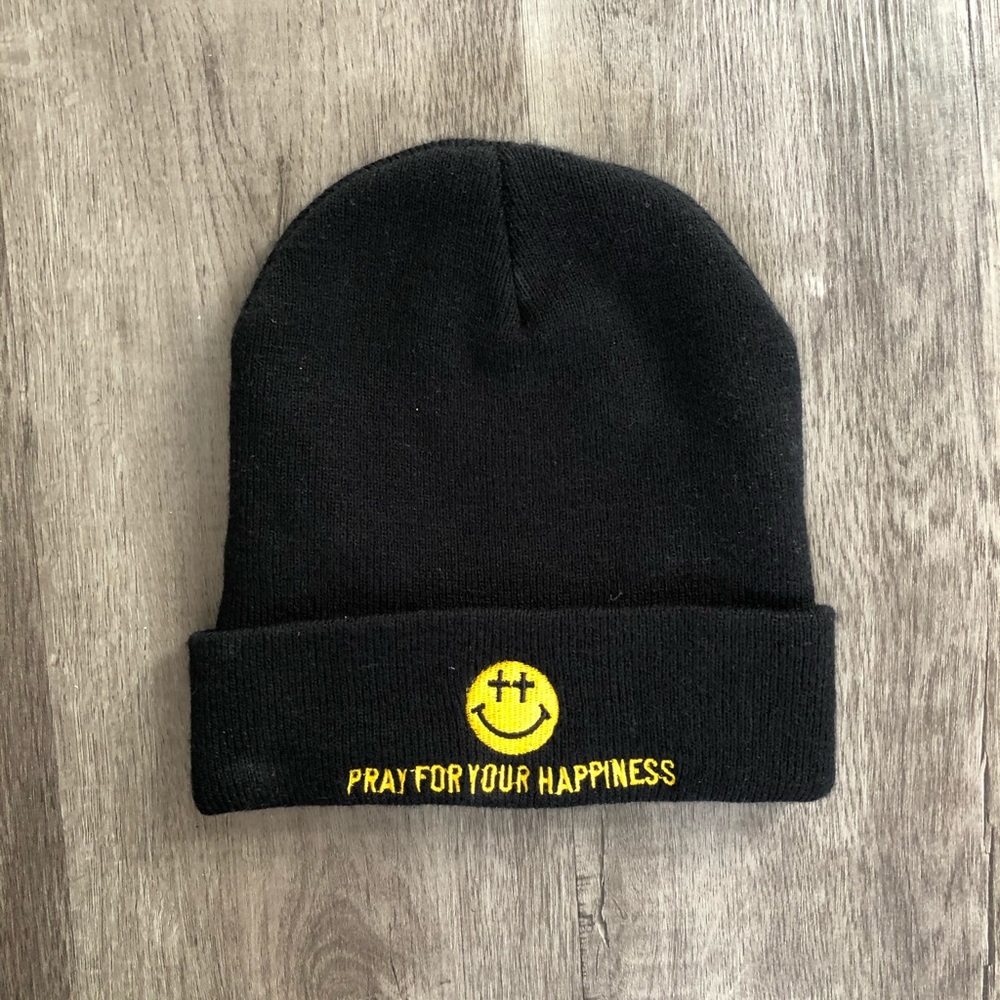 “Pray for your happiness” beanie.